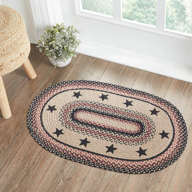 Colonial Star Jute Braided Rug Oval with Rug Pad 2'x3' VHC Brands - The Fox Decor